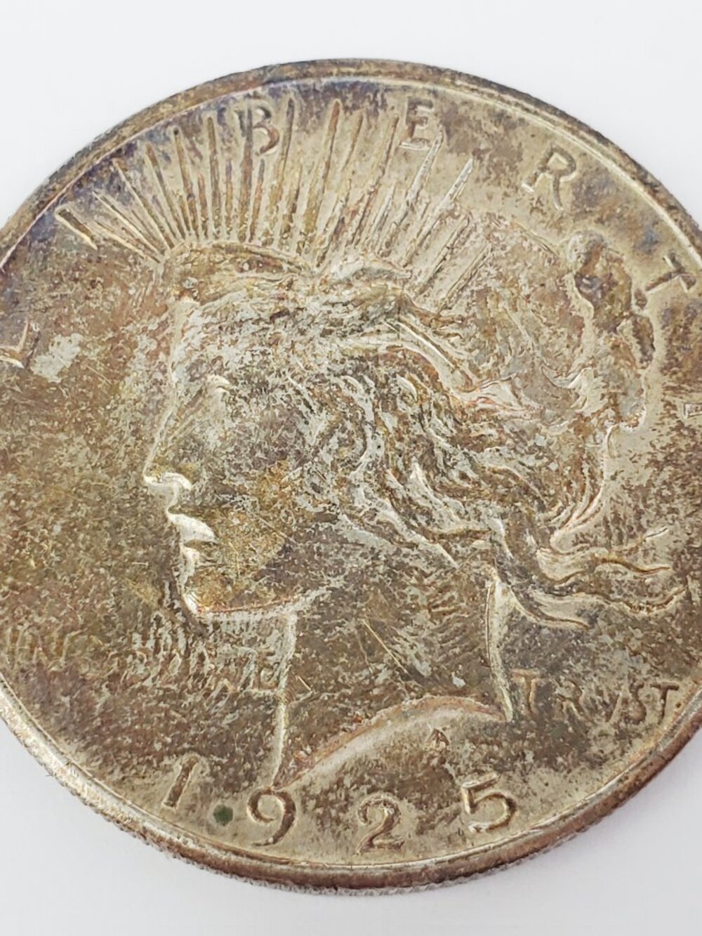 1925 Peace Silver Dollar Coin 90% US Mint Vintage Toned Uncleaned